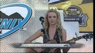 Taylor Swift sings the National Anthem at the 2006 Checker Auto Parts 500