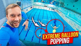 EXTREME BALLOON POP from a HUGE PLATFORM | POP IT CHALLENGE in the swimming pool