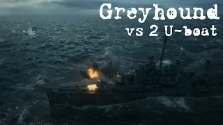 Greyhound(2020) scene - Greyhound vs 2 U-boats