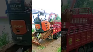 Mini Excavator Tata Hitachi Loading on Lorry | Skilled Hitachi operator Kerala