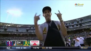 G-Eazy Throws First Pitch at Oakland Athletics Game 7/28/17