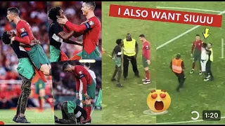 😂 A Portugal 🇵🇹 Fan Invaded pitch to Do SIUU celebration with Cristiano Ronaldo! Dream Come True