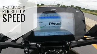 TVS Apache RTR 310 Top Speed in every gear : goes over 150 with a heavy tall rider