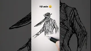 How to Draw KatanaMan in 10secs, 10mins, 1hr 😳 #shorts #animedrawing #chainsawman