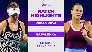 Barbora Krejcikova vs. Aryna Sabalenka | 2023 Miami Round of 16 | WTA Match Highlights