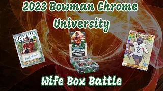 2023 Bowman Chrome University Hobby Box Review | Wife Box Battle | Big Kahuna Caleb Williams Chase!