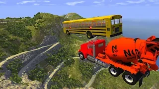 Heavy vehicle High Speed Jump Crashes From BIG Mountain in italy - BeamNG drive Jumps