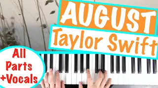 How to play AUGUST - Taylor Swift Piano Chords Accompaniment Tutorial