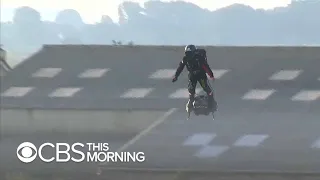 French hoverboard inventor flies over the English Channel