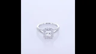 0.50CT 18KT WHITE GOLD CUSHION DIAMOND W/ SPIT SHANK ENGAGEMENT RING SETTING