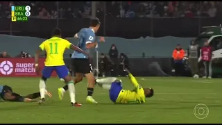 Lance da lesão de Neymar - Uruguai 1x0 Brasil - Neymar injury