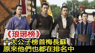 《琅琊榜》：十大公子榜首梅長蘇，原來他們也都在排名中︱琅琊榜︱胡歌︱靳東︱王凱︱劉濤︱吳磊#影視娛樂驛站