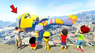 Shinchan Found Biggest Ever Veer Robot With Little Singham Shiva Kicko in GTA 5 in Telugu