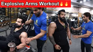 Complete Arms(Biceps+Triceps) Workout With @tigerfitnessclub5656 ||Back Injury Mei Bhi Aisa Pump🔥