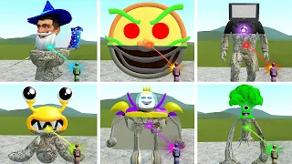 TURNING INTO STONE SKIBIDI TOILET PIZZA TOWER CUTE GARTEN OF BANBAN TV MAN 3D MEMES FAMILY in Gmod !