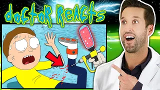 ER Doctor REACTS to Funniest Rick and Morty Medical Scenes #2
