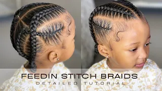 How To: Criss Cross Feed-in Stitch Braids| Toddler Kids Styles| Beginner Friendly