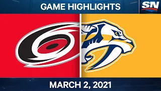 NHL Game Highlights | Hurricanes vs. Predators – March 02, 2021