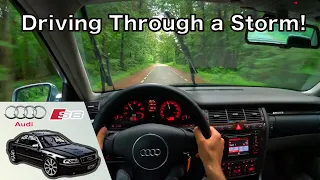 POV Iconic Audi S8 D2 4.2 V8 | INTENSE Stormy Weather Vibes | SOFT ROCK Journey! | Pure Drive Vibes