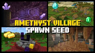 AMETHYST VILLAGE at Spawn Seed - Minecraft Bedrock Edition 1.17