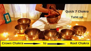 Quick 7 chakra tune-up, Crown chakra to Root chakra using Himalayan singing bowl
