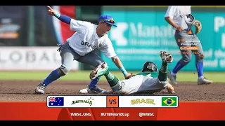 Highlights: 🇦🇺 Australia vs Brazil 🇧🇷 - WBSC U-18 Baseball World Cup - Placement Round