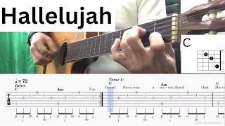 Hallelujah - Leonard Cohen - Guitar Fingerpicking with Chords & Lyrics  @TeacherBob ​