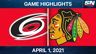 NHL Game Highlights | Hurricanes vs. Blackhawks - Apr. 1, 2021