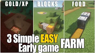 Minecraft: 3 Simple Starter Farms For Your First Day in Survive - Tutorial