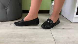 Женские мокасины черные, мягкие и удобные экокожа туфли