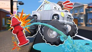 MONSTER TRUCK ROBOT destroys the streets while performing stunts! | Learn to play safe