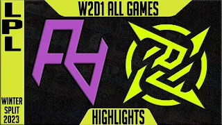 RA vs NIP Highlights All GAMES | LPL Winter 2023 W2D1 | Rare Atom vs Ninjas in Pyjamas
