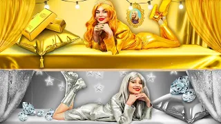 We Build Rich vs Poor Secret Room! Gold Girl vs Silver Girl by RATATA POWER