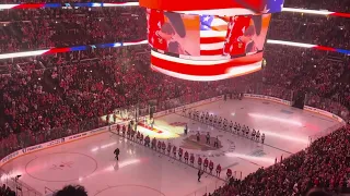 CHICAGO BLACKHAWKS NATIONAL ANTHEM CONNOR BEDARD HOME OPENER 2023-24 VS VGK 10/21/2023 UNITED CENTER