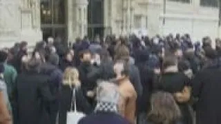 Friends and relatives gather for the funeral of Gaspard Ulliel