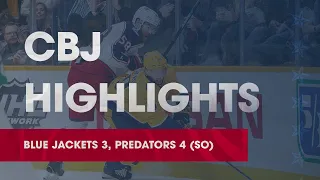HIGHLIGHTS: Blue Jackets 3, Predators 4 (SO) | CBJ falls in eight-round shootout on Saturday.