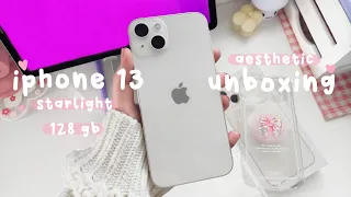 iphone 13 starlight (128 gb) 🎀 unboxing in 2023 ☁  + accessories & camera test ♡