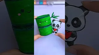 🐼🌿 DIY paper Panda with bamboo #shorts #tonniartandcraft  #youtubeshorts #art #love #craft