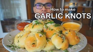 How to make GARLIC KNOTS w/  CREAMY CHEESE SAUCE