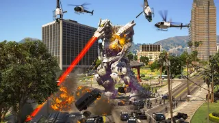 GTA 5 - MECHAGODZILLA  vs Police | MECHAGODZILLA fight