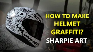 How to make GRAFFITI on your MOTORCYCLE HELMET with SHARPIE MARKER ?