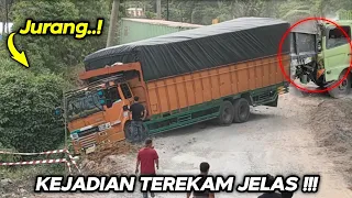 Seconds to !!! Tronton Truck Almost Enters Abyss And Hits Hino Truck Cabin Extreme Incline