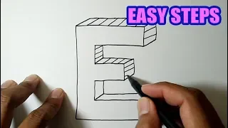 How to draw 3D letters E CAPITAL | SIMPLE DRAWING