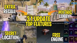 Update 3.1 Top Features | Extra Recall Cards | Mythic Lobby | New Shop Material PUBGM