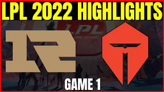 RNG vs TES HIGHLIGHTS Game 1 Semifinals LPL Spring Playoffs 2022  Royal Never Give Up vs Top Esports