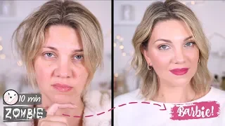 GRWM : DE ZOMBIE À BARBIE EN 13 MIN! Maquillage anti-fatigue, rapide et facile