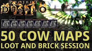 ID and Slam Loot from 50 Cow Blood Moon Maps in Season 9 of Project Diablo 2 (PD2) Big GGs & Bricks