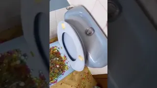 French man fills bath tub with orbeez and flushes toilet
