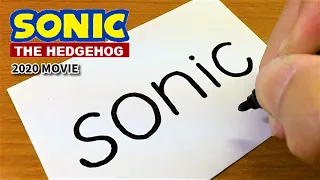 How to turn words SONIC（Sonic The Hedgehog 2020 movie）into a cartoon - How to draw #StayHome #WithMe