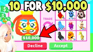 Buying 10 LEGENDARY PETS for $10,000 BUCKS! (Adopt Me)